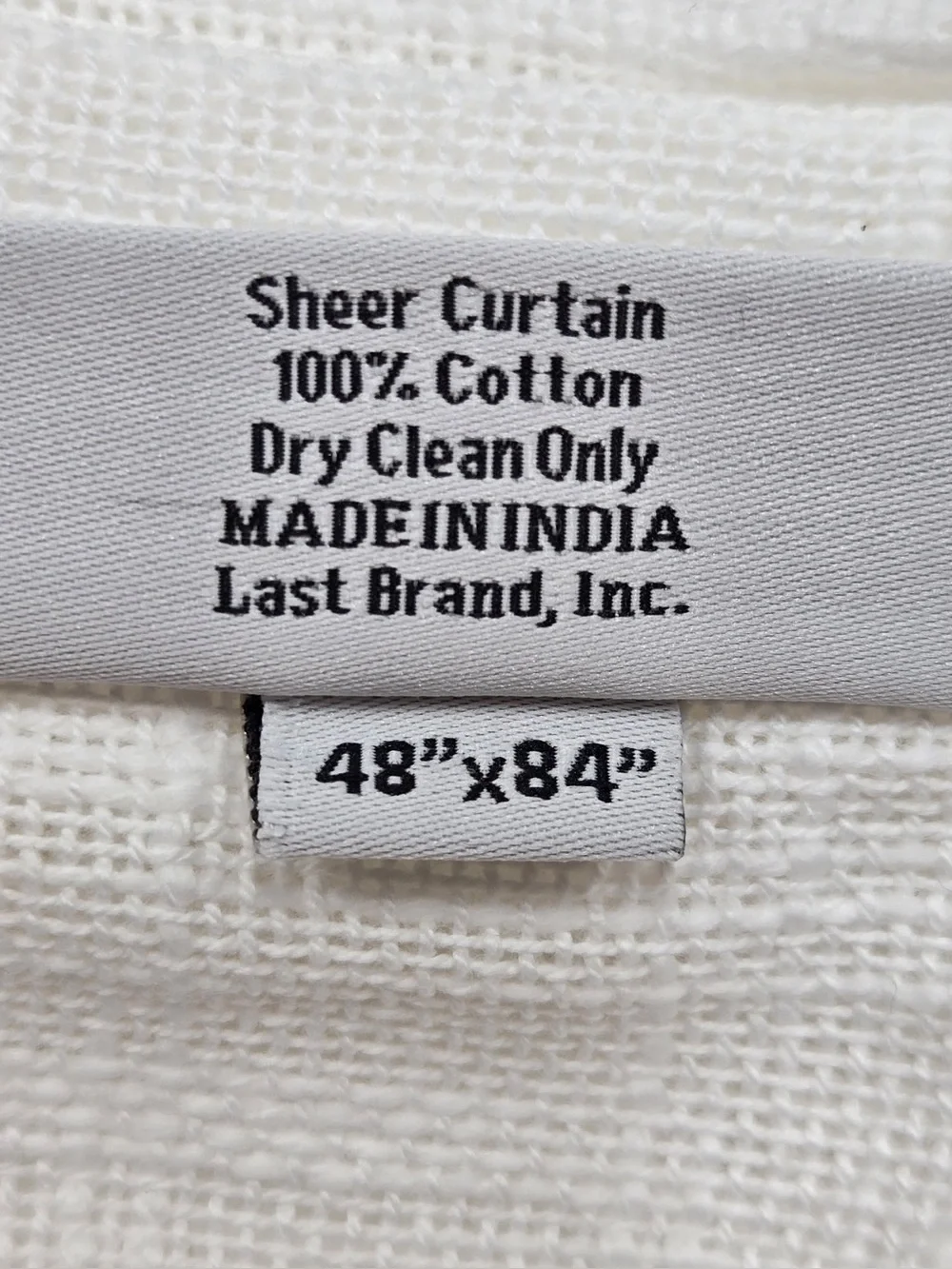 NWT QUINCE Set Of 4 48x84 Cotton Sheer Curtains White 0764